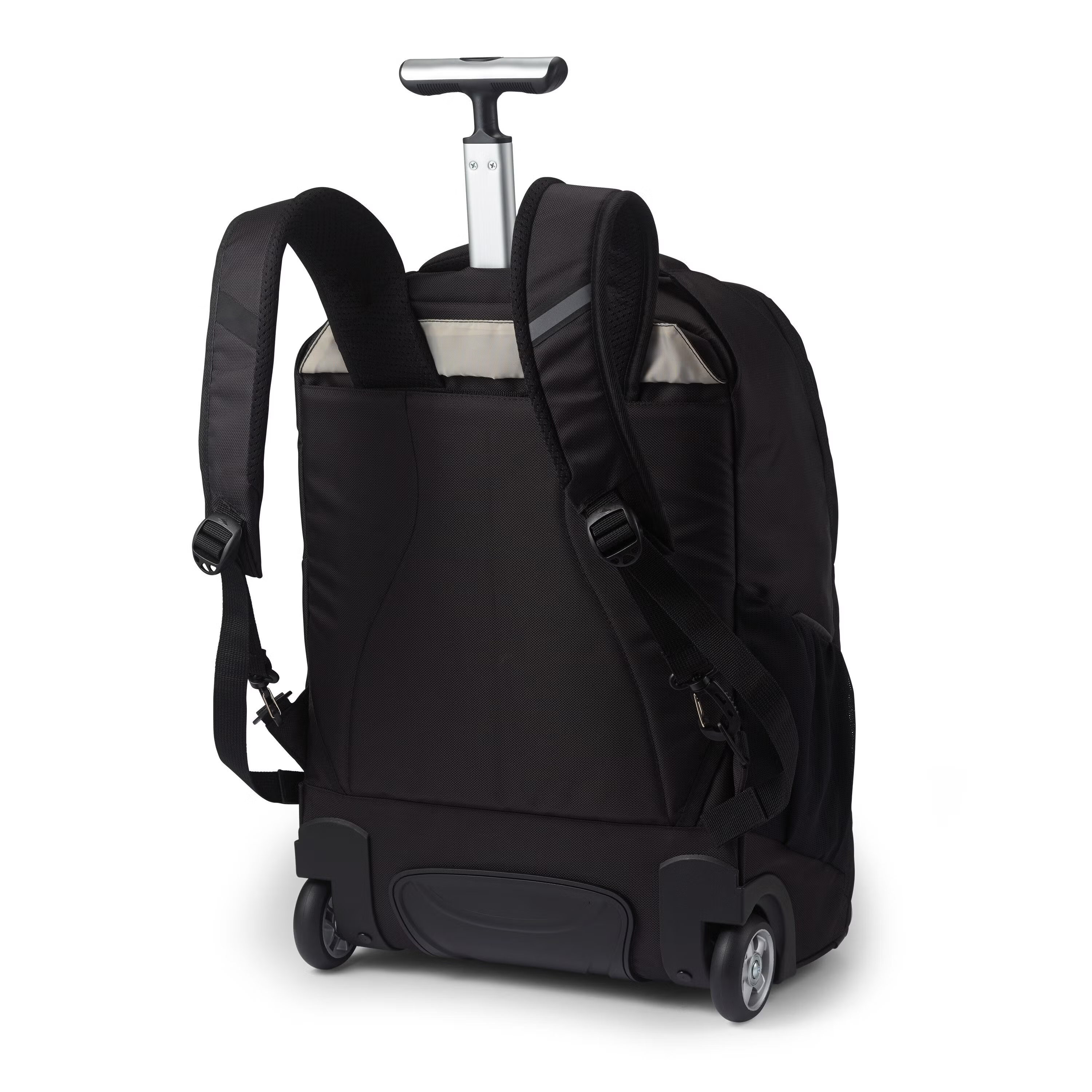 High-Capacity Rolling Backpack With Convertible Carrying Structure Reflective Safety Trim and Multi-Functional Compartment Layout