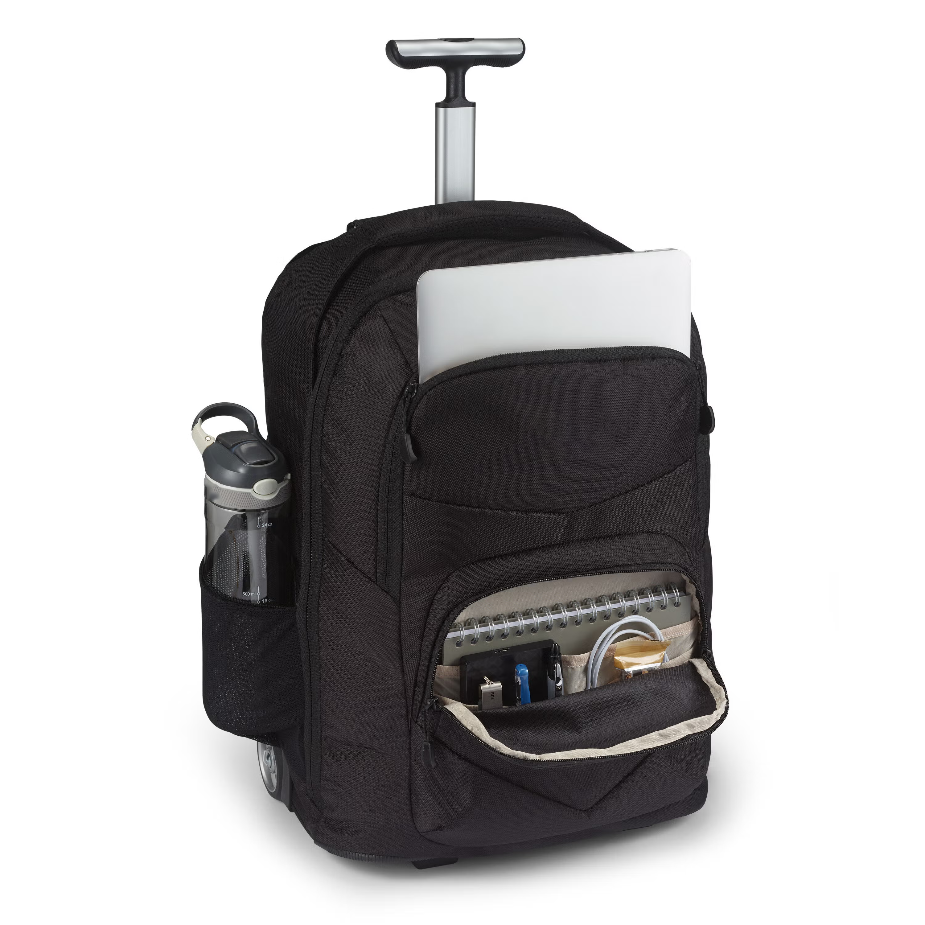 High-Capacity Rolling Backpack With Convertible Carrying Structure Reflective Safety Trim and Multi-Functional Compartment Layout