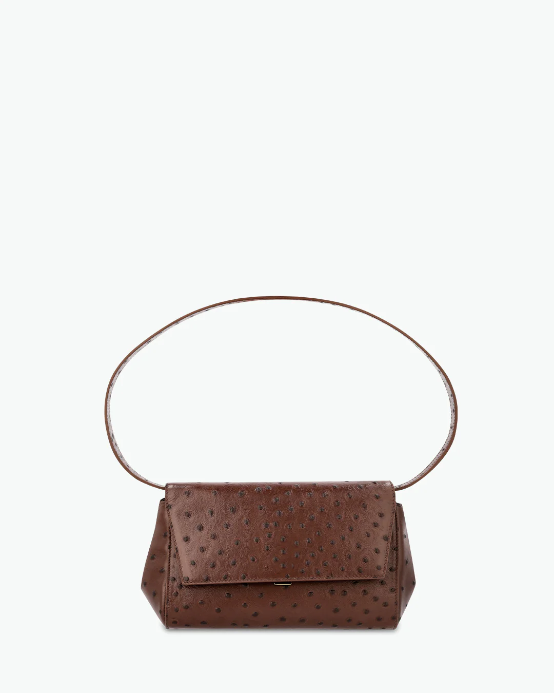 Textured Leather Flap Over Bag With Slim Single Shoulder Strap and Dual Inner Partition Pockets