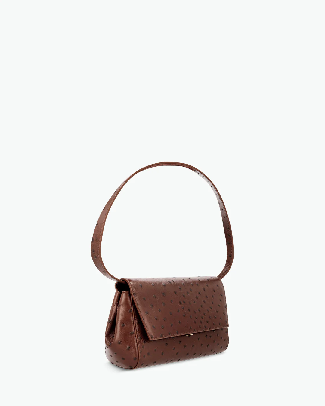Textured Leather Flap Over Bag With Slim Single Shoulder Strap and Dual Inner Partition Pockets