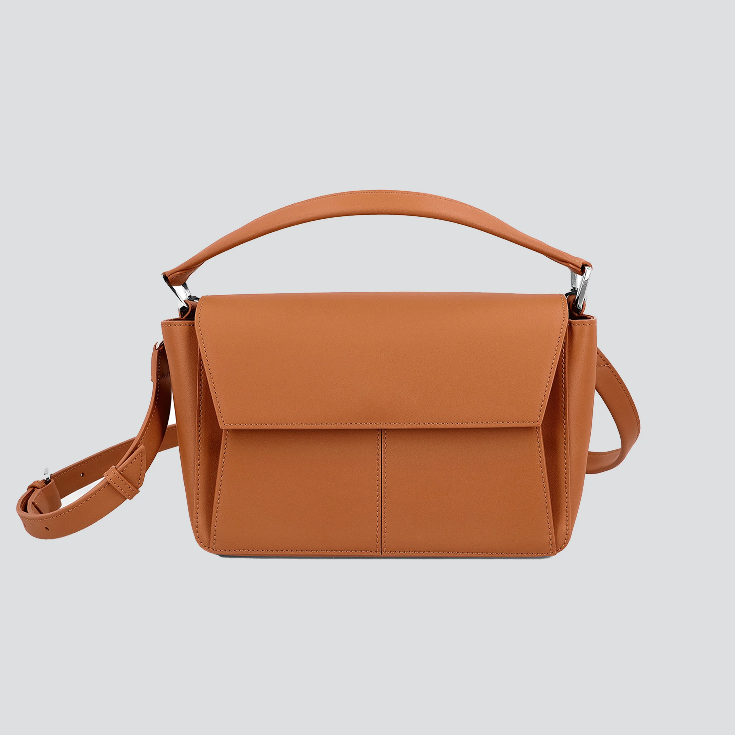 Premium Cow Leather Flap Over Bag With Multi Wearable Forms and Reinforced Dual-Zip Security Design