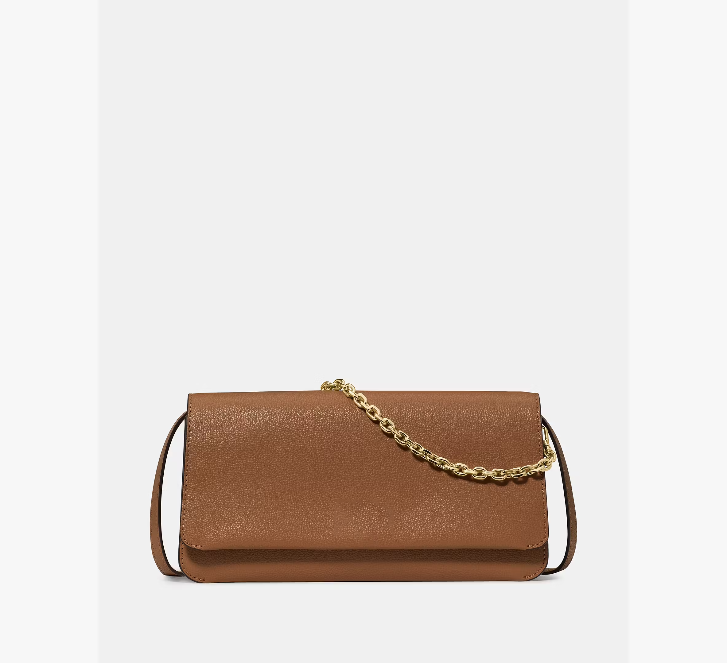 Dual Removable Strap Crossbody Clutch Made of Textured Pebbled Leather With Multi-Layer Storage Layout