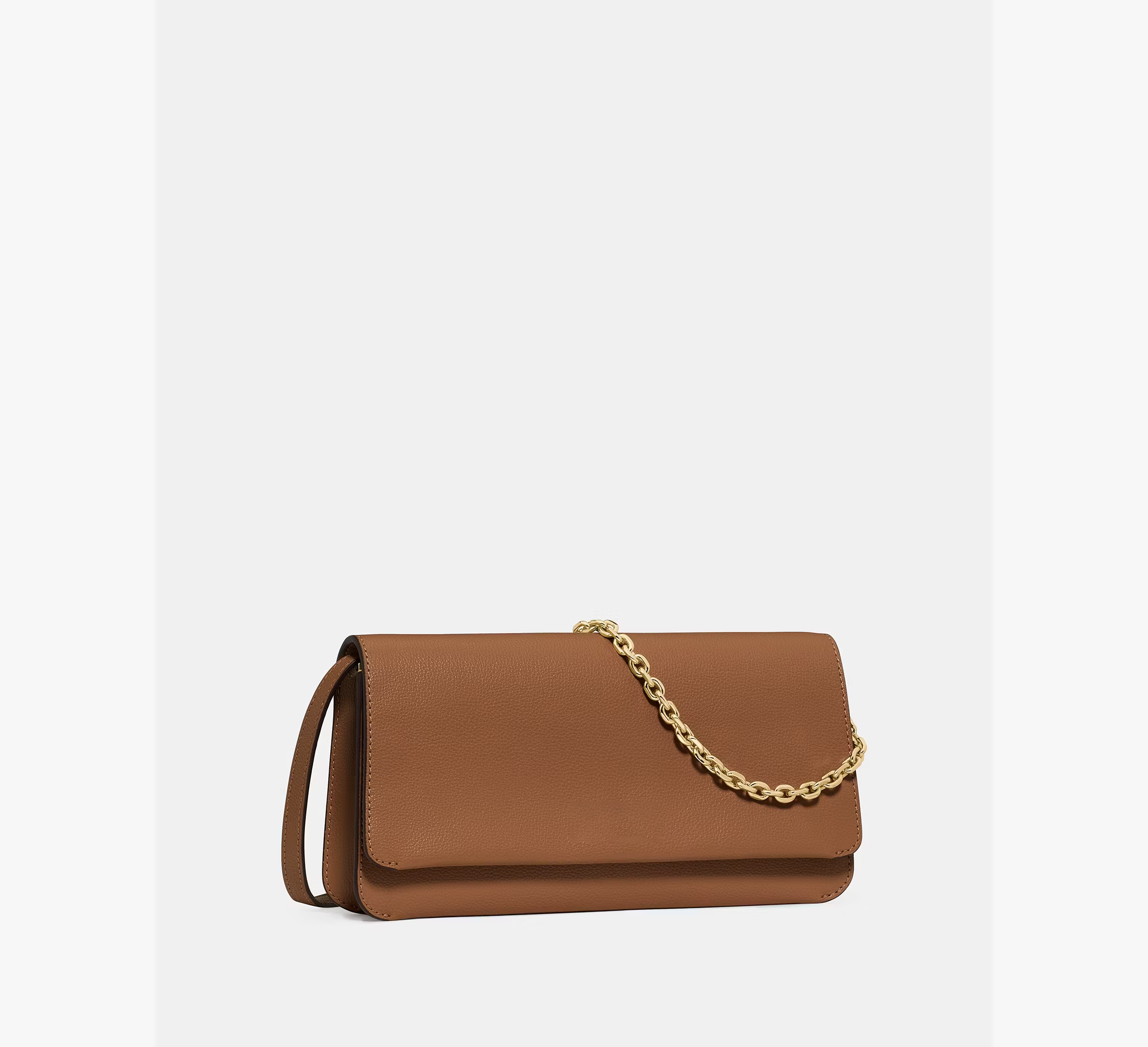 Dual Removable Strap Crossbody Clutch Made of Textured Pebbled Leather With Multi-Layer Storage Layout