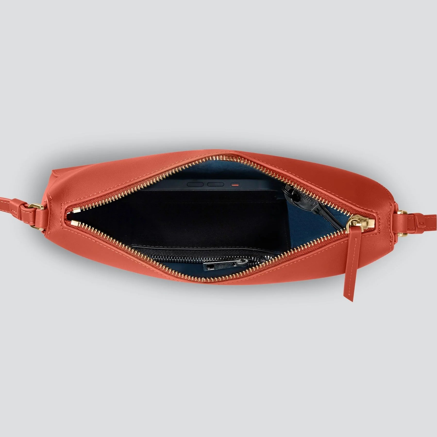 Minimalist Crossbody Clutch With Zippered Main Compartment and Built-In Independent Phone Pocket
