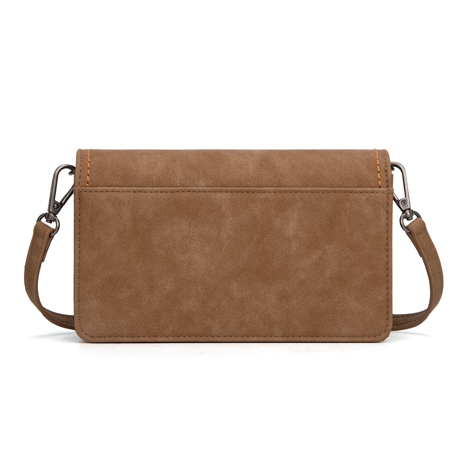 RFID Shielding Crossbody Clutch With Adjustable Stitch-Decorated PU Leather Shoulder Strap