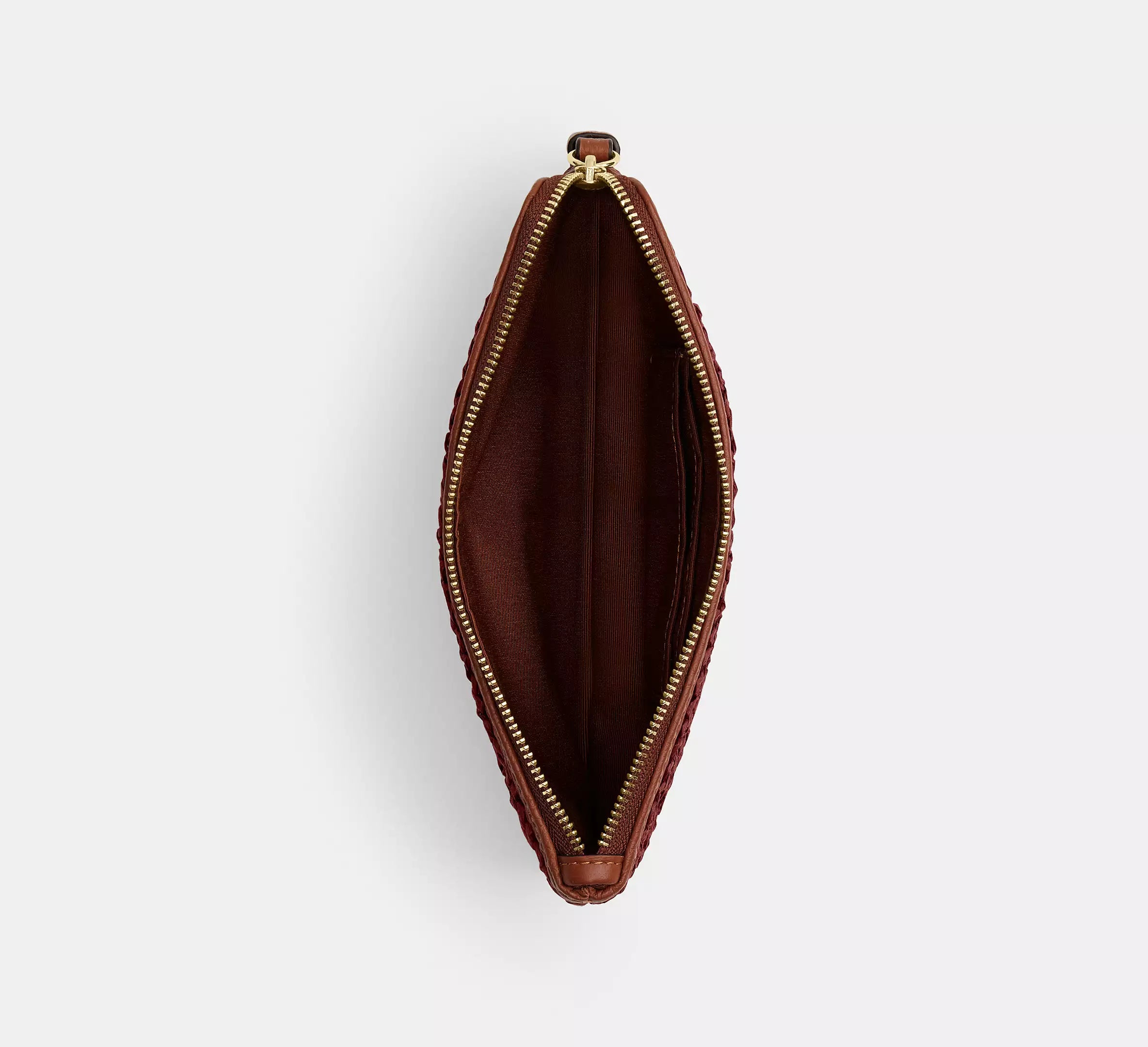 Woven Straw Zipper Clutch Equipped With Fixed Wrist Strap and Built-In Card Slots