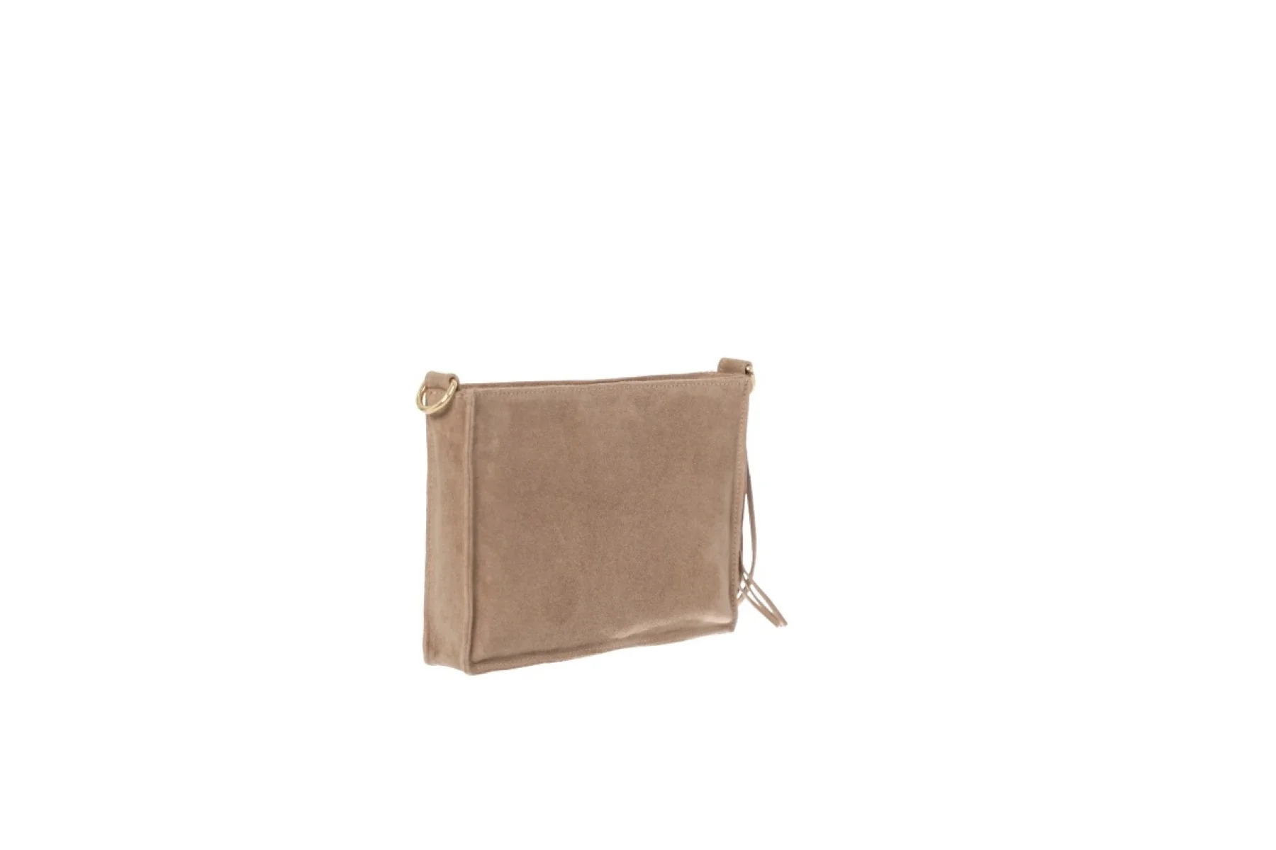 Suede Textured Crossbody Clutch With Built-In Detachable Shoulder Strap and Zip Seal Design