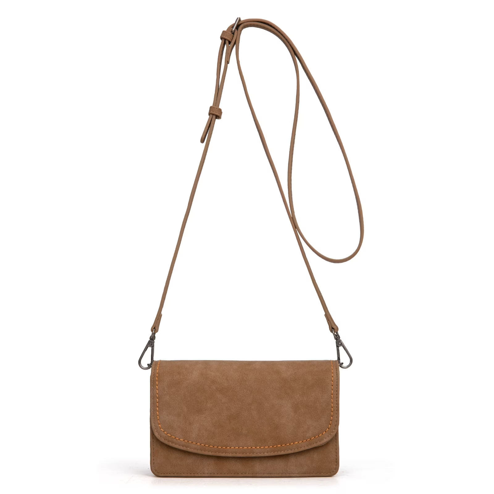 RFID Shielding Crossbody Clutch With Adjustable Stitch-Decorated PU Leather Shoulder Strap